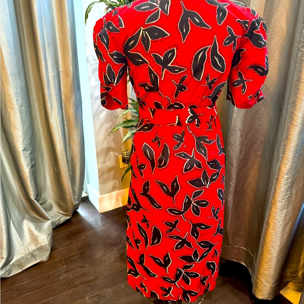 Walter Baker red batik print midi dress, size small